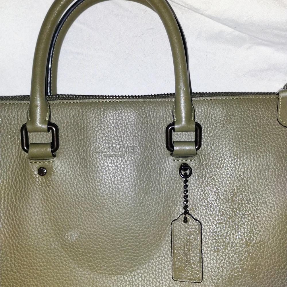 Coach Olive Green Pebbled Leather Satchel